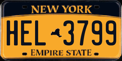 NY license plate HEL3799