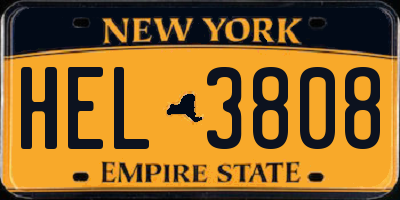 NY license plate HEL3808