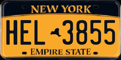 NY license plate HEL3855