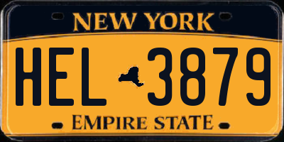 NY license plate HEL3879