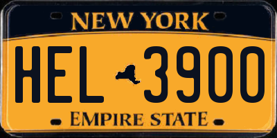 NY license plate HEL3900