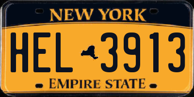 NY license plate HEL3913