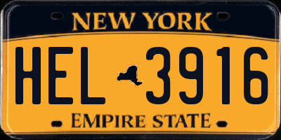 NY license plate HEL3916