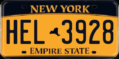 NY license plate HEL3928