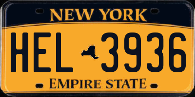 NY license plate HEL3936