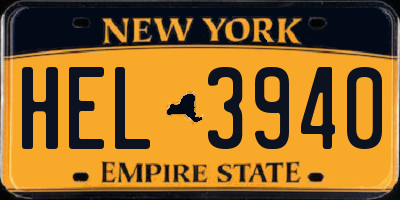 NY license plate HEL3940