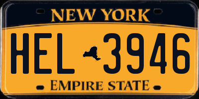 NY license plate HEL3946