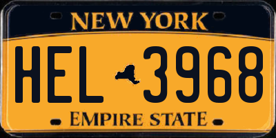 NY license plate HEL3968
