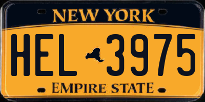 NY license plate HEL3975
