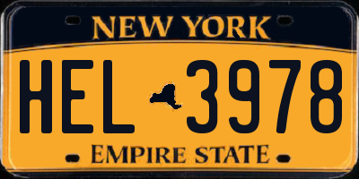 NY license plate HEL3978
