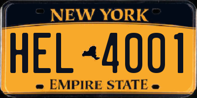 NY license plate HEL4001
