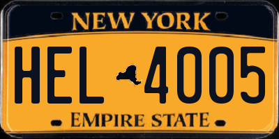 NY license plate HEL4005