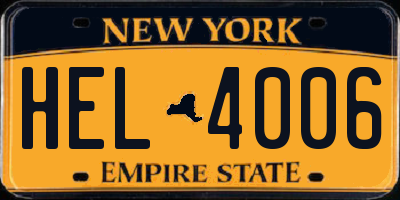 NY license plate HEL4006