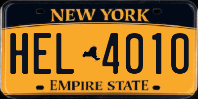 NY license plate HEL4010