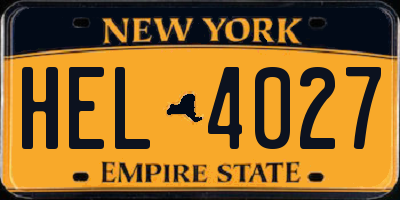 NY license plate HEL4027
