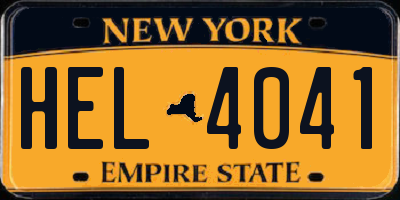 NY license plate HEL4041