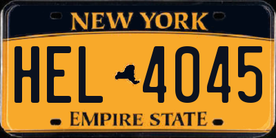 NY license plate HEL4045