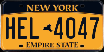 NY license plate HEL4047