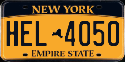 NY license plate HEL4050