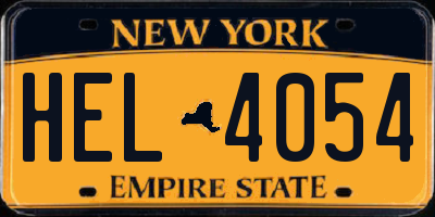 NY license plate HEL4054