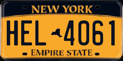 NY license plate HEL4061