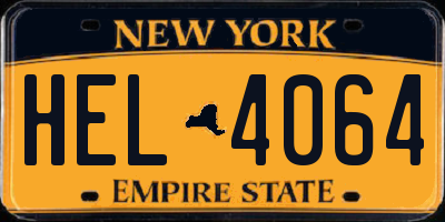 NY license plate HEL4064