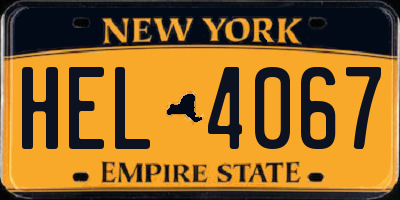 NY license plate HEL4067