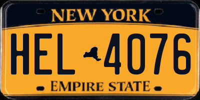NY license plate HEL4076