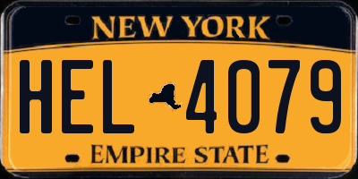 NY license plate HEL4079
