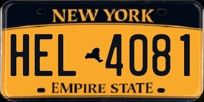 NY license plate HEL4081