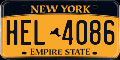 NY license plate HEL4086