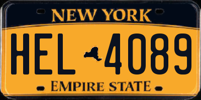 NY license plate HEL4089