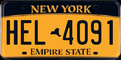 NY license plate HEL4091