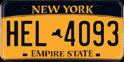 NY license plate HEL4093