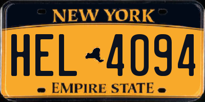 NY license plate HEL4094