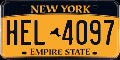 NY license plate HEL4097