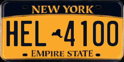 NY license plate HEL4100