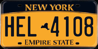 NY license plate HEL4108