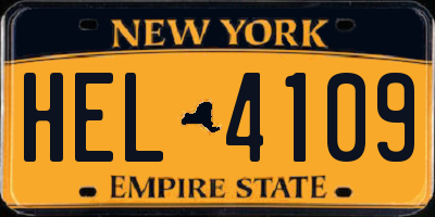 NY license plate HEL4109