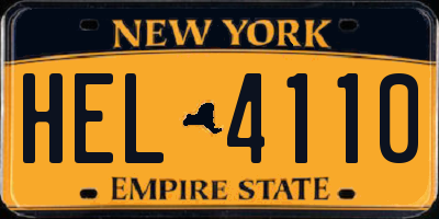 NY license plate HEL4110