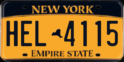 NY license plate HEL4115