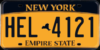 NY license plate HEL4121