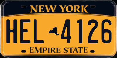 NY license plate HEL4126