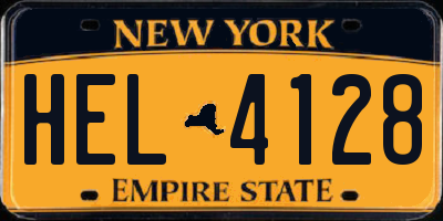 NY license plate HEL4128