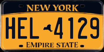 NY license plate HEL4129