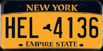 NY license plate HEL4136