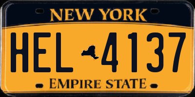 NY license plate HEL4137