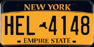 NY license plate HEL4148