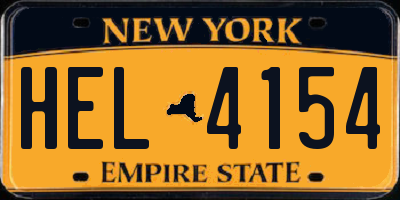 NY license plate HEL4154