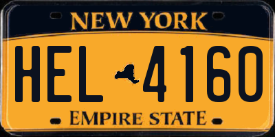 NY license plate HEL4160